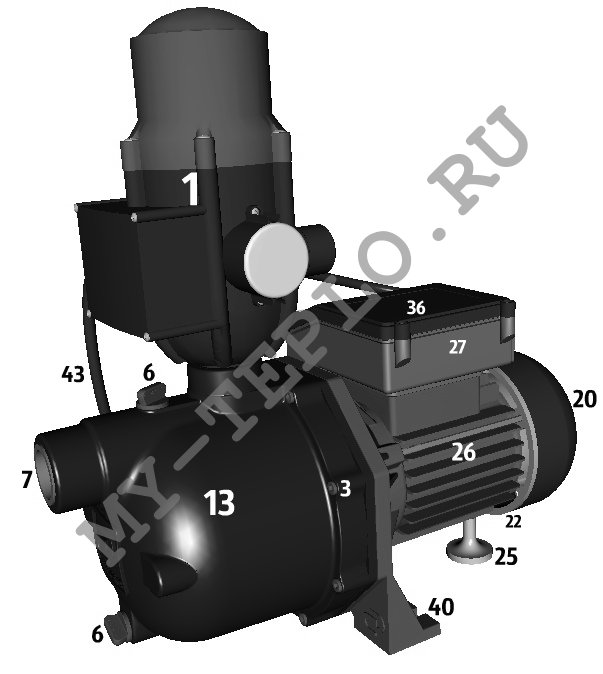 Запчасти Джилекс Джамбо 60/35 П-К: схема насоса